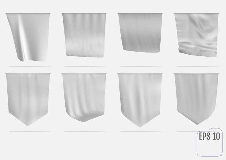 Vector realistic pennant white flag.