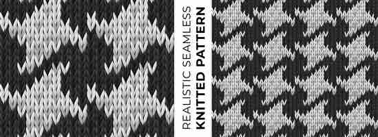 Vector realistic pepita seamless knitted pattern classic textile print vector pattern of repeating monochromatic texture of knitted fabric for background wallpaper wrapping paper website backdrop