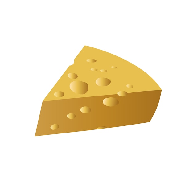 Realistic piece of cheese on white background