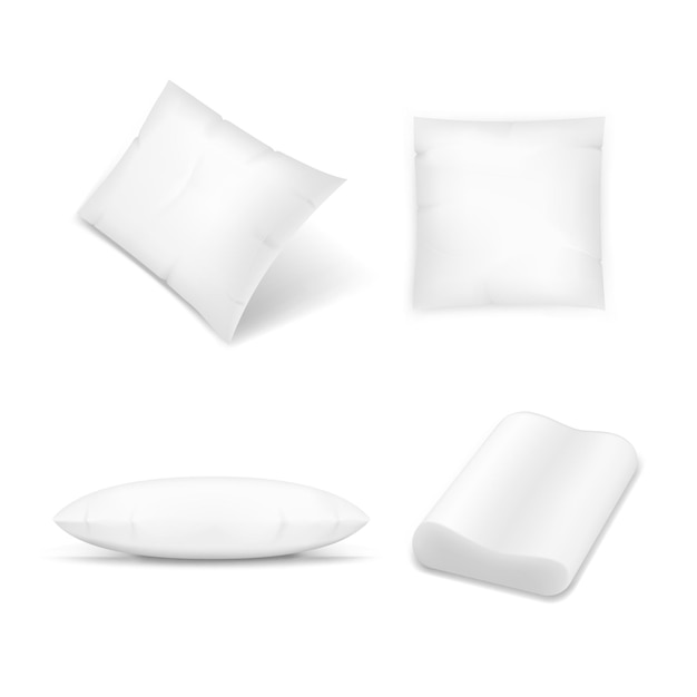 Realistic pillows set on white background Graphic concept for your design