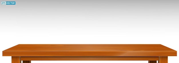 リアルな松材の卓上孤立または茶色の木製の卓上またはモンタージュテーブルの詳細表示