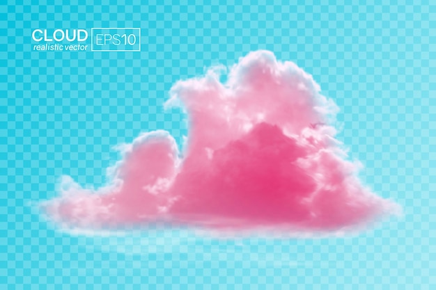 Реалистичное розовое облако на прозрачном фоне векторная иллюстрация