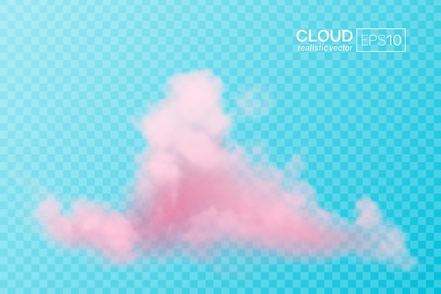 realistic pink cloud on a transparent background vector illustration
