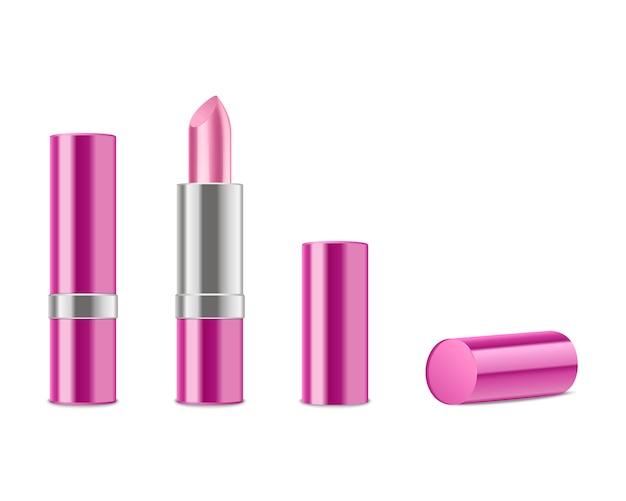 Realistic pink lipsticks