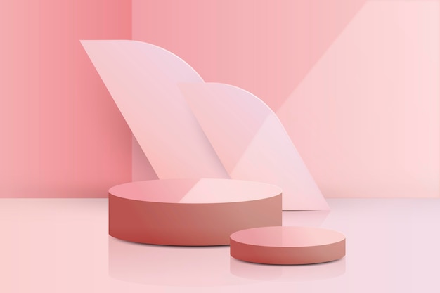 Vector realistic pink podium background