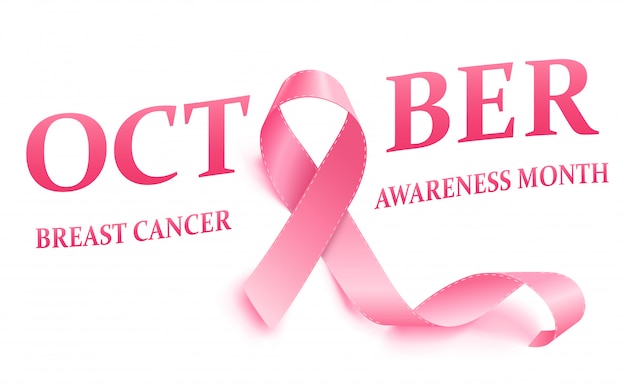 realistic pink ribbon  breast cancer awareness ribbon
