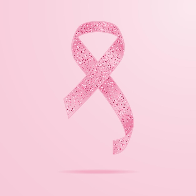 Realistic Pink Ribbon Breast Cancer Awareness Symbol Isolated On A Background Vector Illustration