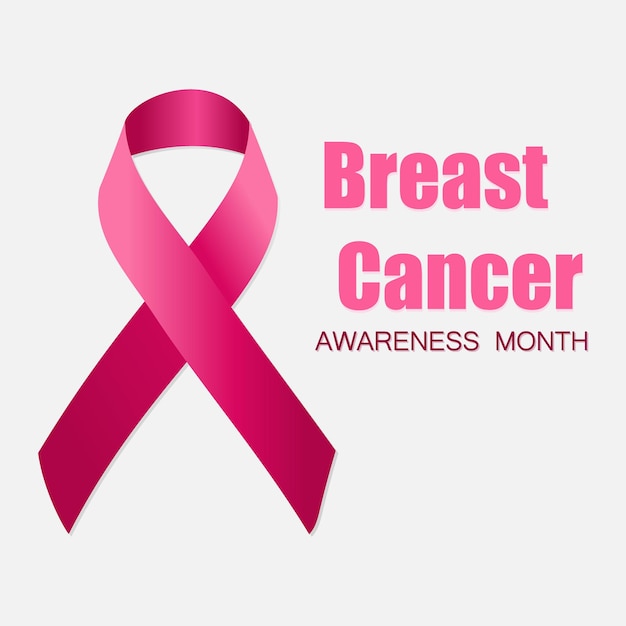 Realistic pink ribbon breast cancer awareness symbol vector illustration