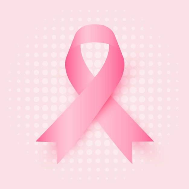 Реалистичная векторная иллюстрация символа осведомленности о раке молочной железы с розовой лентой