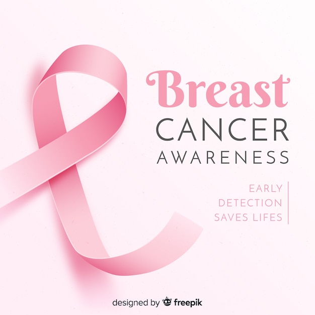 Realistic pink ribbon for breast cancer awareness symbol