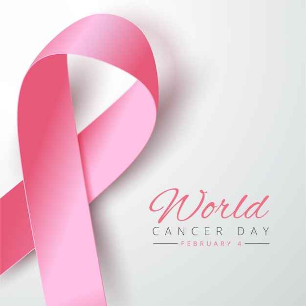 Vector realistic pink ribbon for cancer day