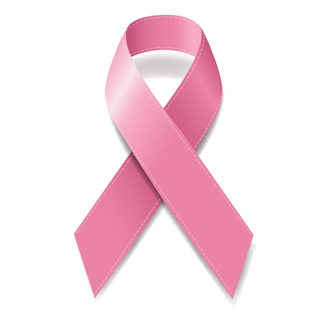 Realistic pink ribbon symbol of breast cancer awareness