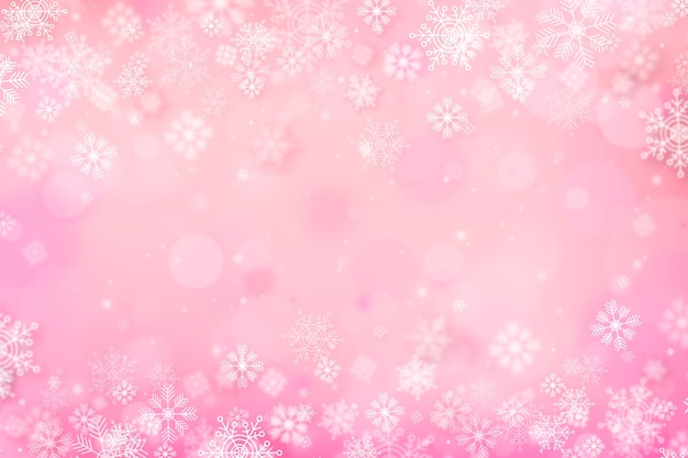 Realistic pink snowflake background