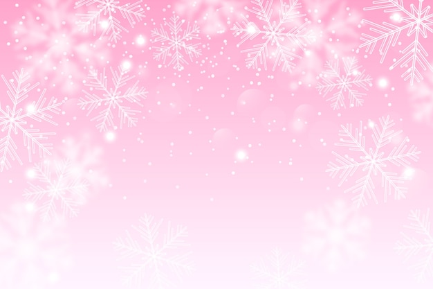 Realistic pink snowflake background