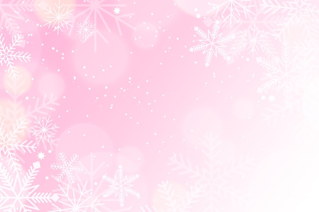 Realistic pink snowflake background