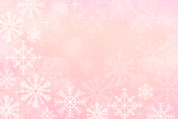Realistic pink snowflake background