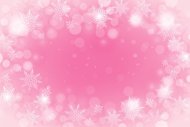 Realistic pink snowflake background