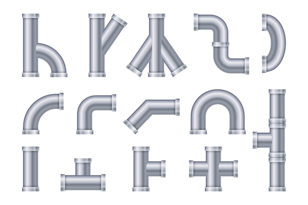 벡터 현실적인 파이프 일러스트 컬렉션