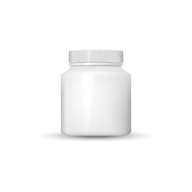 Реалистичная пластиковая бутылка медицинская изолирована на белом фоне векторная иллюстрация