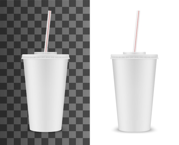 realistic plastic or paper cup soda drink straw