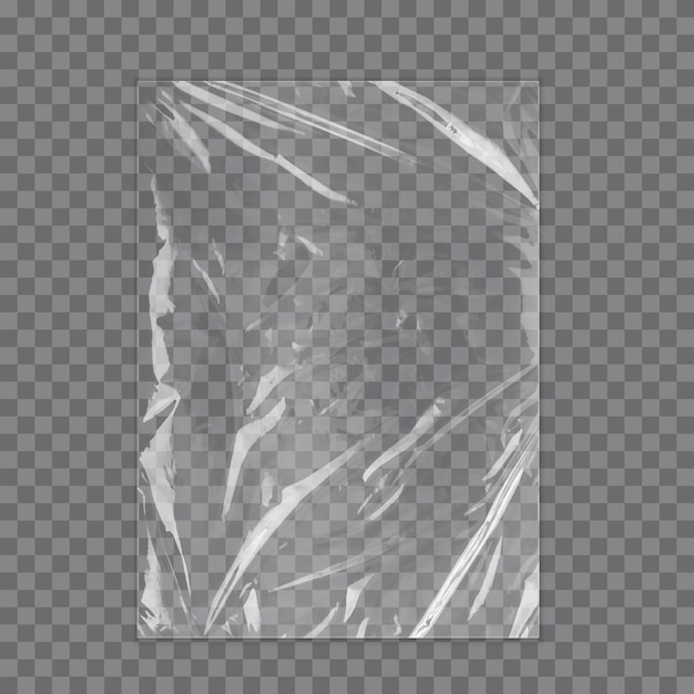 Vector realistic plastic wrap texture stretched polyethylene cover