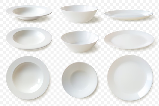 Vector realistic plates set illustration