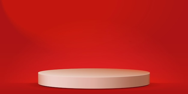 Realistic podium over red background