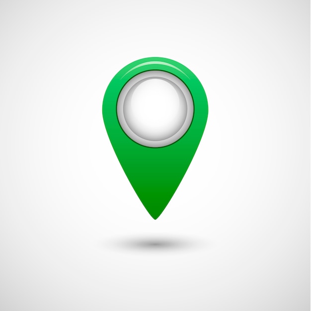 Realistic pointer icon for map, green color