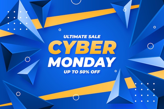 Vector realistic polygonal cyber monday background