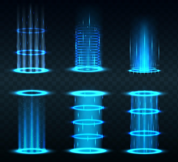 Realistic portal level up and teleportation process game effect futuristic lighting and bright wrap