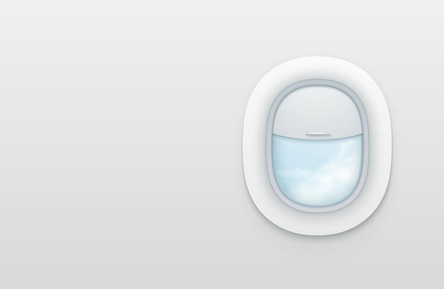 Реалистичные иллюминаторы самолета. Векторная иллюстрация белого окна самолета.