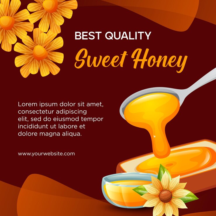 Vector realistic poster sweet honey honey background