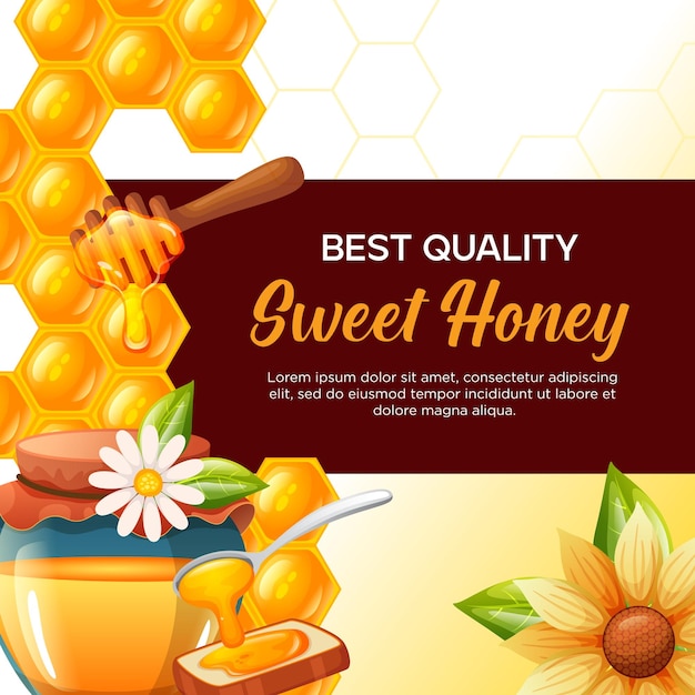 Realistic poster sweet honey honey background