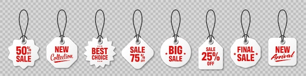 Vector realistic price tags collection special offer or shopping discount label retail paper sticker