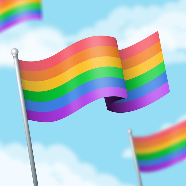 Realistic pride day flag illustration