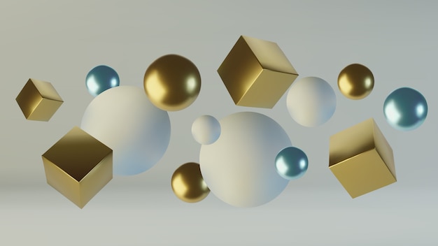 Vector realistic primitive geometric figures spheres and cubes