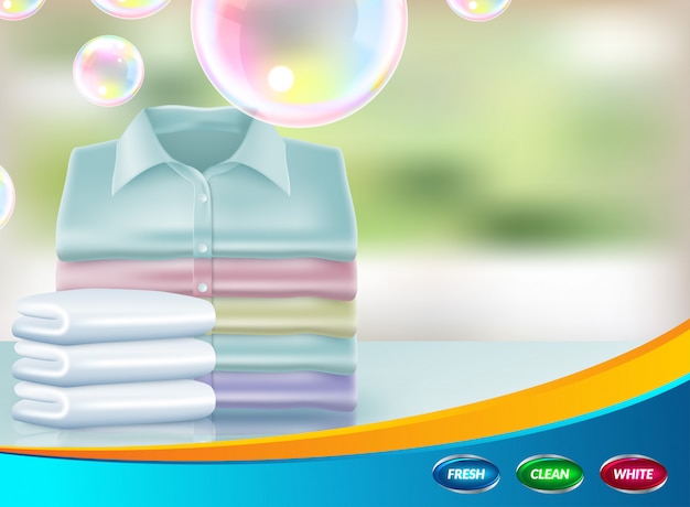 Vector realistic promo of washing powder