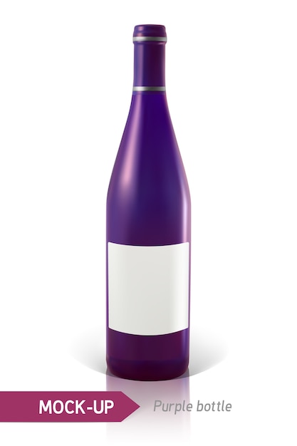 realistic purple bottles of wine or cocktail on a white background