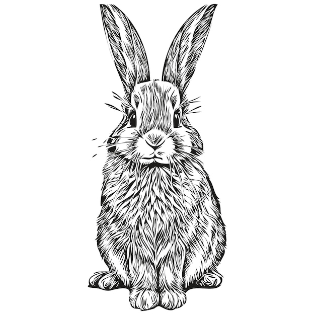 Realistic Rabbit vector hand drawn animal illustration hare