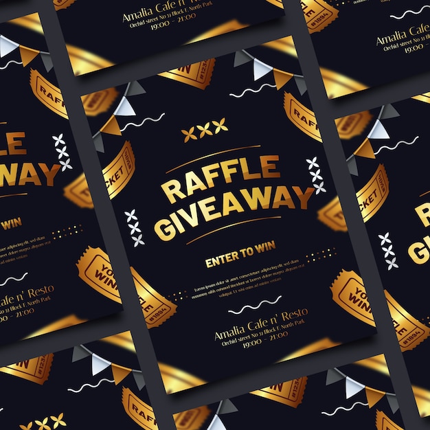 Realistic raffle flyer template