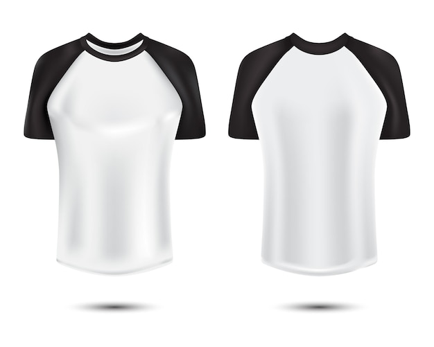 Vector realistic raglan tshirt mockup front and back view