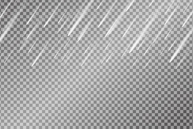 Vector realistic rain effect on the transparent background.