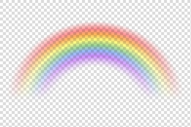 Realistic rainbow sky magic spectrum color after rain on transparent background vector fantasy