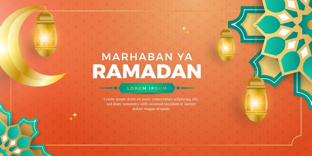Sfondio realistico del ramadan per banner o post sui social media