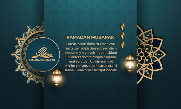 Realistic ramadan background with lantern mandala for banner greeting card