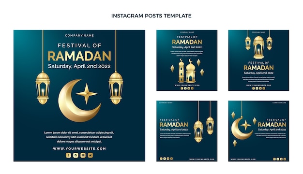 Vettore collezione di post di instagram ramadan realistici