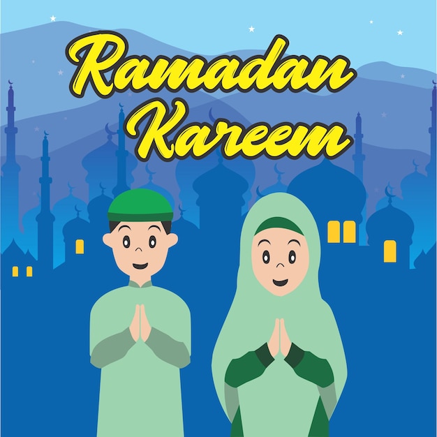 Personaggio musulmano di sfondo realistico ramadan kareem