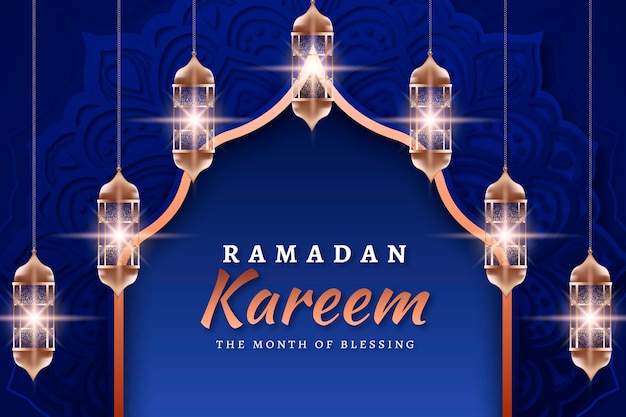 Vettore illustrazione realistica del ramadan kareem