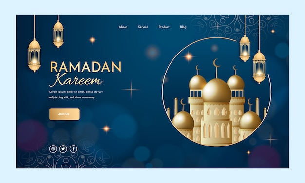 Modello realistico di pagina di destinazione del ramadan