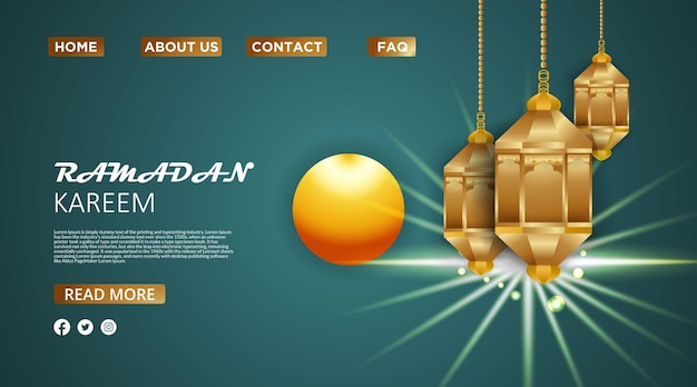 Realistic ramadan landing page template